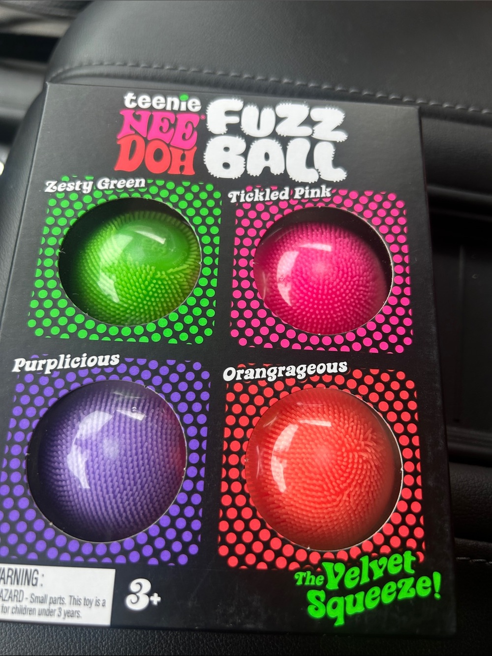 Needoh Teenie Fuzz Ball 4-Pack - Green, Pink, Purple, Orange